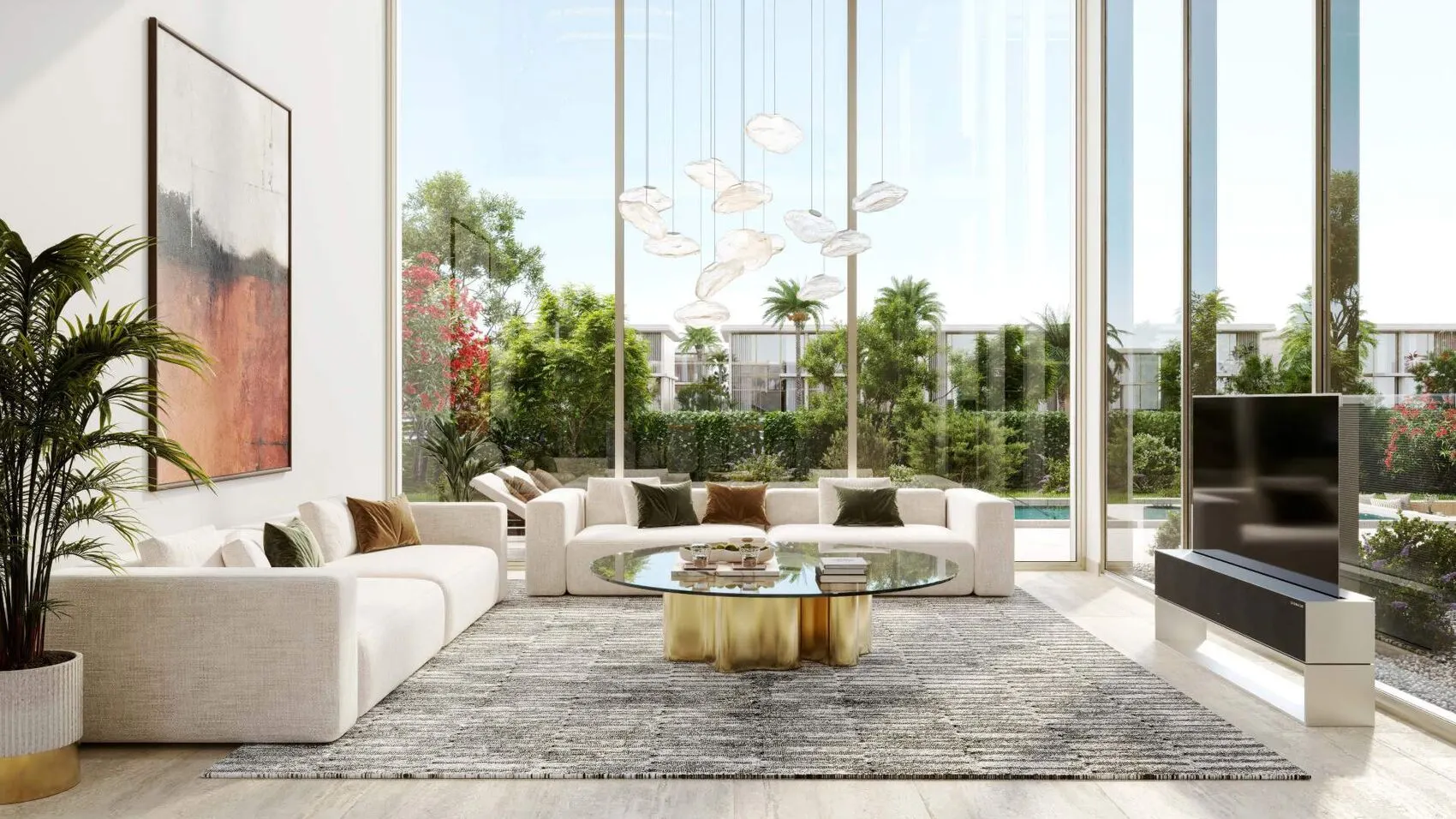 Double height living room interior